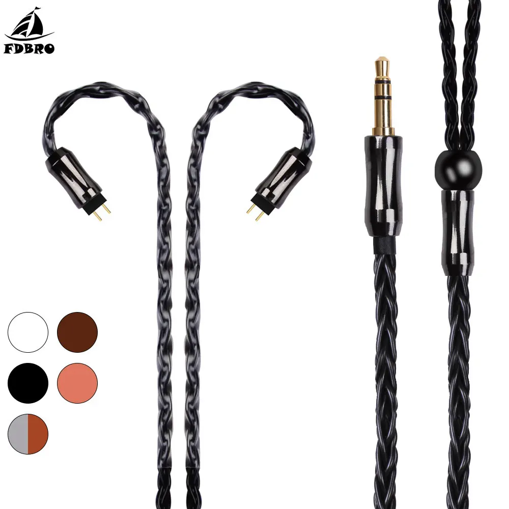 

FDBRO MMCX 2Pin 8Core 6N Single Crystal Copper Silver Plated Cable 2.5/3.5/4.4mm Balanced Cable For SE846 SE535 H2 H3 ue900 zs10