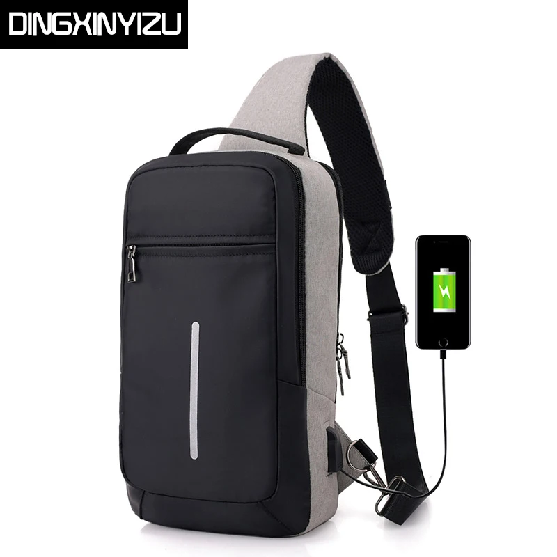 DINGXINYIZU USB Design Chest Bag Waterproof Men Messenger Bag Casual Sling Shoulder Bags Crossbody Travel DayPack Men Chest Pack DINGXINYIZU USB Design Chest Bag Waterproof Men Messenger Bag Casual Sling Shoulder Bags Crossbody Travel DayPack Men Chest Pack