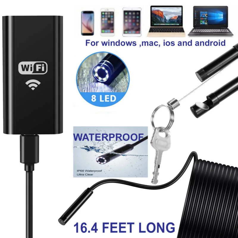 

WiFi Endoscopy Inspection Camera For IPhone Android 5M 8LED Wireless Endoscope New Arrivals