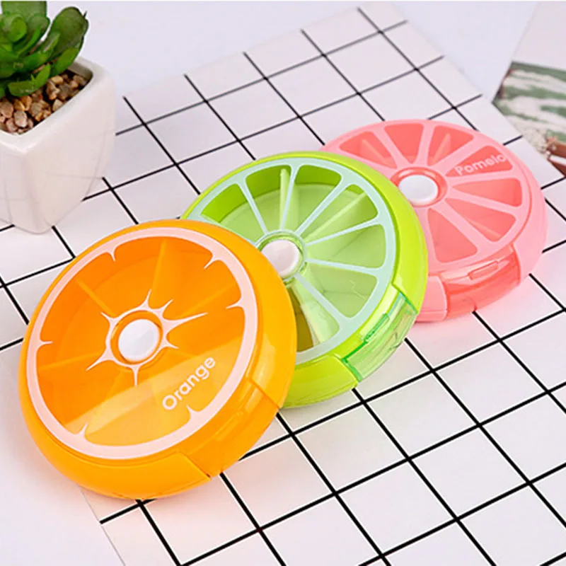 7 Day Weekly Round Fruit Shaped Pill Box Drugs Holder Tablet Medicine Sort Storage Case Vitamin Storage Box Container Organizer
