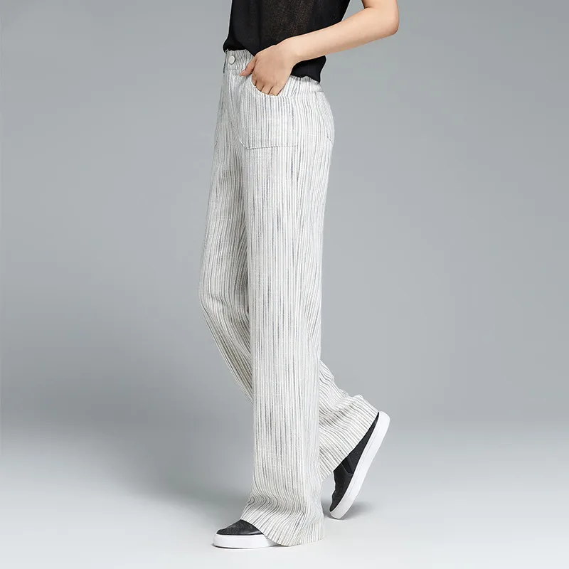 Summer OL Loose Pants Women's High Waist Straight Meters White Leisure Trousers Cotton And Linen Wide Leg Pants Summer OL Loose Pants Women's High Waist Straight Meters White Leisure Trousers Cotton And Linen Wide Leg Pants