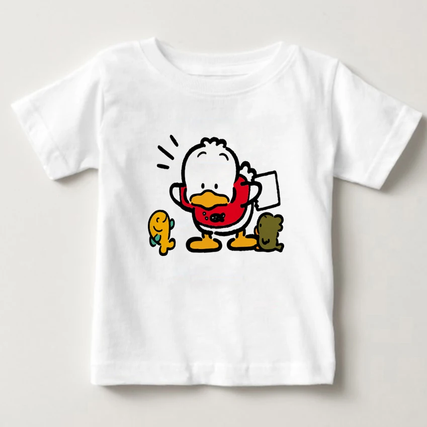 

Pekkle cartoon print boy/girl T-shirt children's cotton breathless sports short sleeved clothes the latest little duck Tshirt