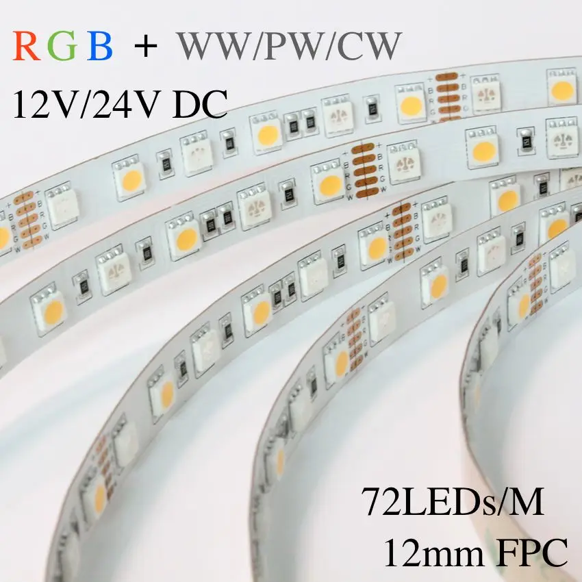 5 м в комплекте Светодиодная лента rgbw 72 шт. 5050 светодиодов на метр 12 В/24 В ww(3000 3500k)