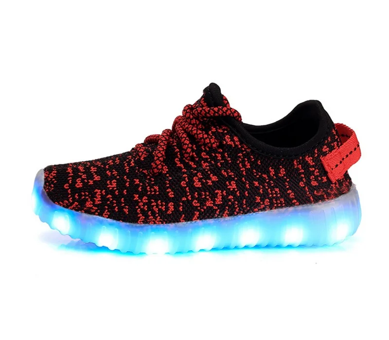 Xiaying sonrisa niños niñas luminosos zapatos LED niños planos zapatos USB ciclo de carga Casual de