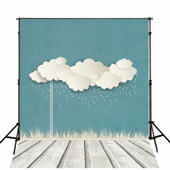 

TR 8x8ft Photographic Background Paper-cut Rain Cloud Children Backdrops Boy Kids Wood Customize Photo Backgrounds Studio Props
