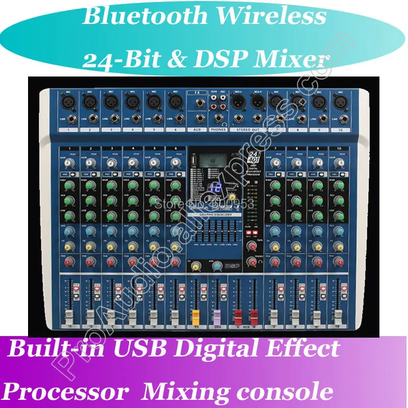 

MICWL 10 Channel Wireless Bluetooth Microphone Karaoke Studio Mixers Mixing Console DSP 40KHZ 24-Bit Digital Effect Processor