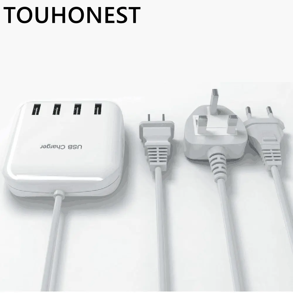 

TOUHONEST worldwide Universal 4 USB Charger Port Smart Dock Station Desktop Strip Power Adapter Socket For Mobile Phone Tablet