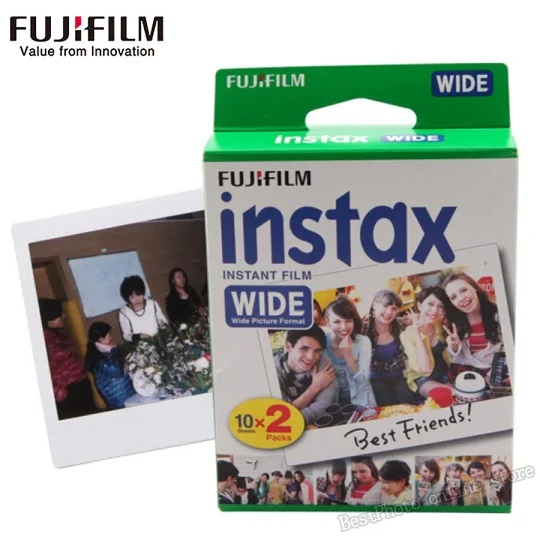 20/10 листов Fujifilm Fuji Instax Wide Film Плёнки радужной расцветки для цифровой фотокамеры Fuji Фотоаппарат моментальной печати 300/200/210/100/500AF polaroid фотобумага - Цвет: White 20 Sheets