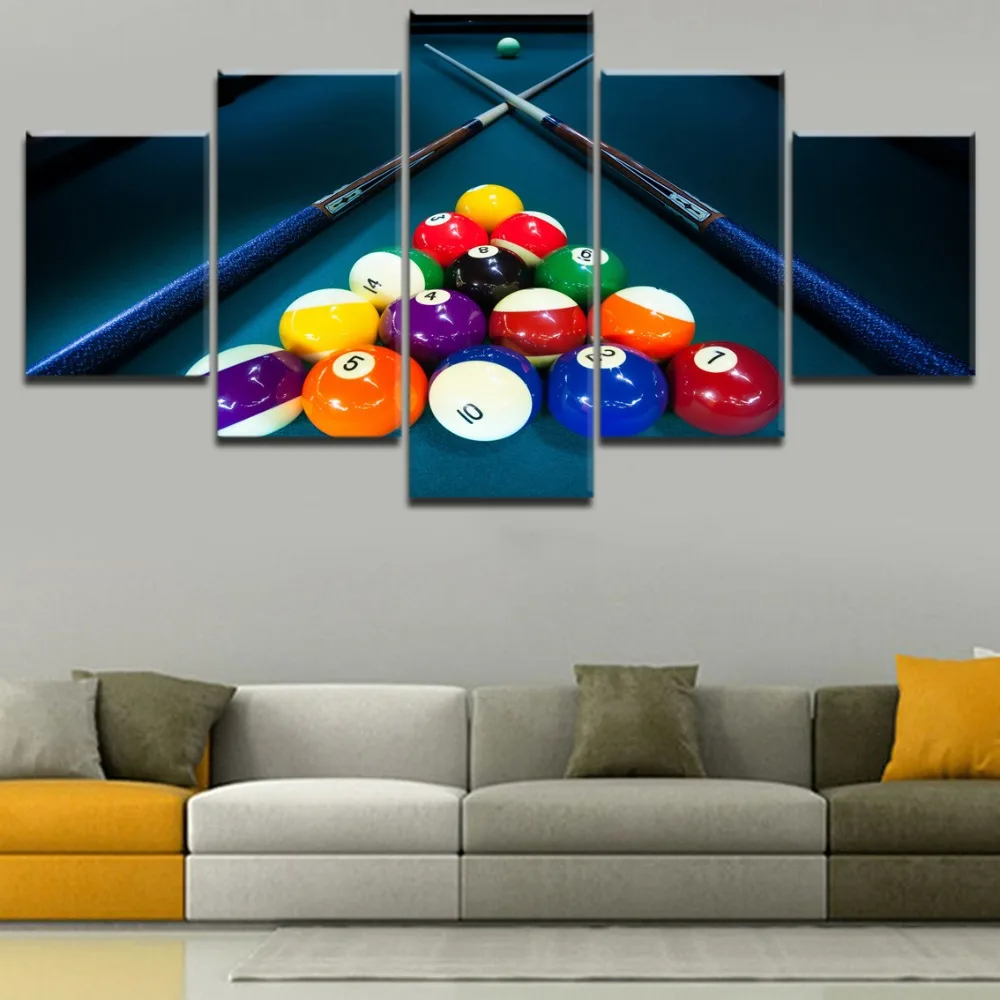 Canvas Painting Wall Art Framework Print 5 Pieces Billiard Color the