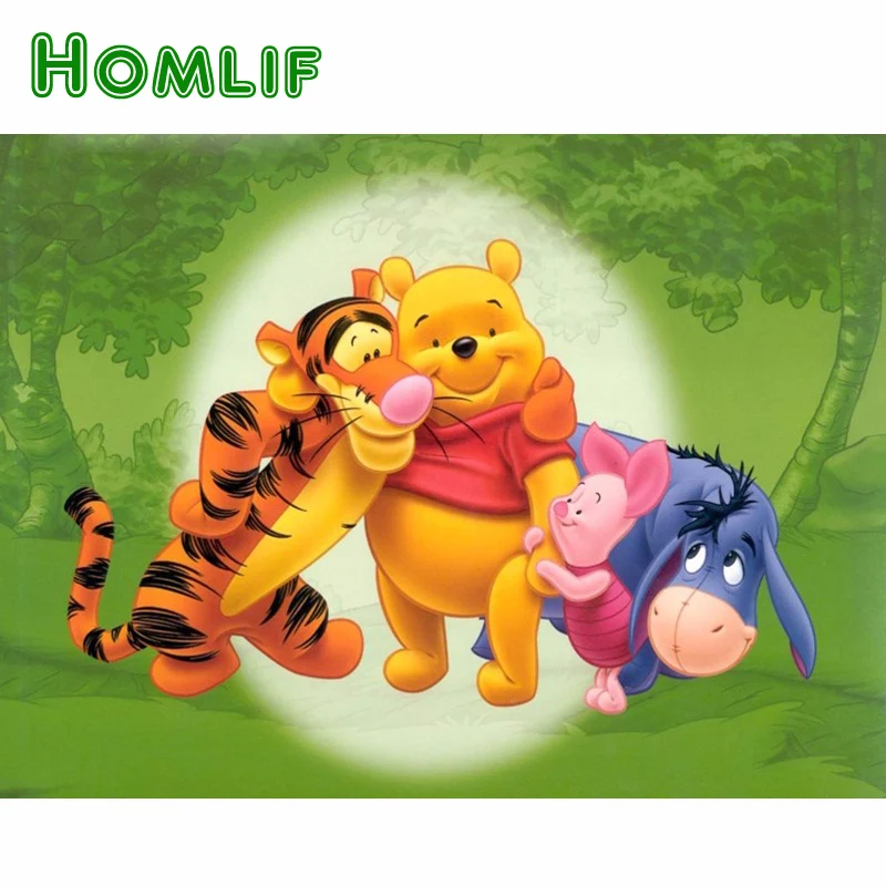 

HOMLIF 5D DIY Diamond Painting Bear Diamond Painting Cross Stitch Cartoon Winnie the Pooh and Tiger Needlework Home Decorative