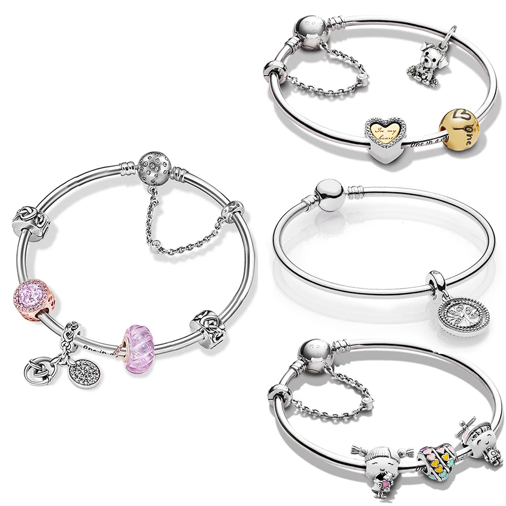 

Kristie 100% 925 Sterling Silver Bangle Present From Family Tree Set Infancy Node Love Only Eternal Love Joint Bracelet