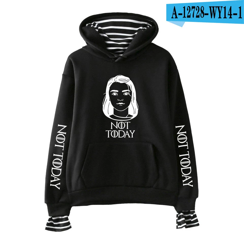 Arya Stark NOT TODAY женские дракари с капюшоном модные толстовки для девочек playeras mujer algodon толстовки Женская милая одежда - Цвет: Black