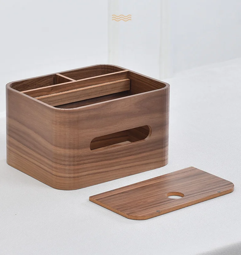 Direct Walnut wooden tissue box living room coffee table creative napkins pumping box household storage box Japanese style tray