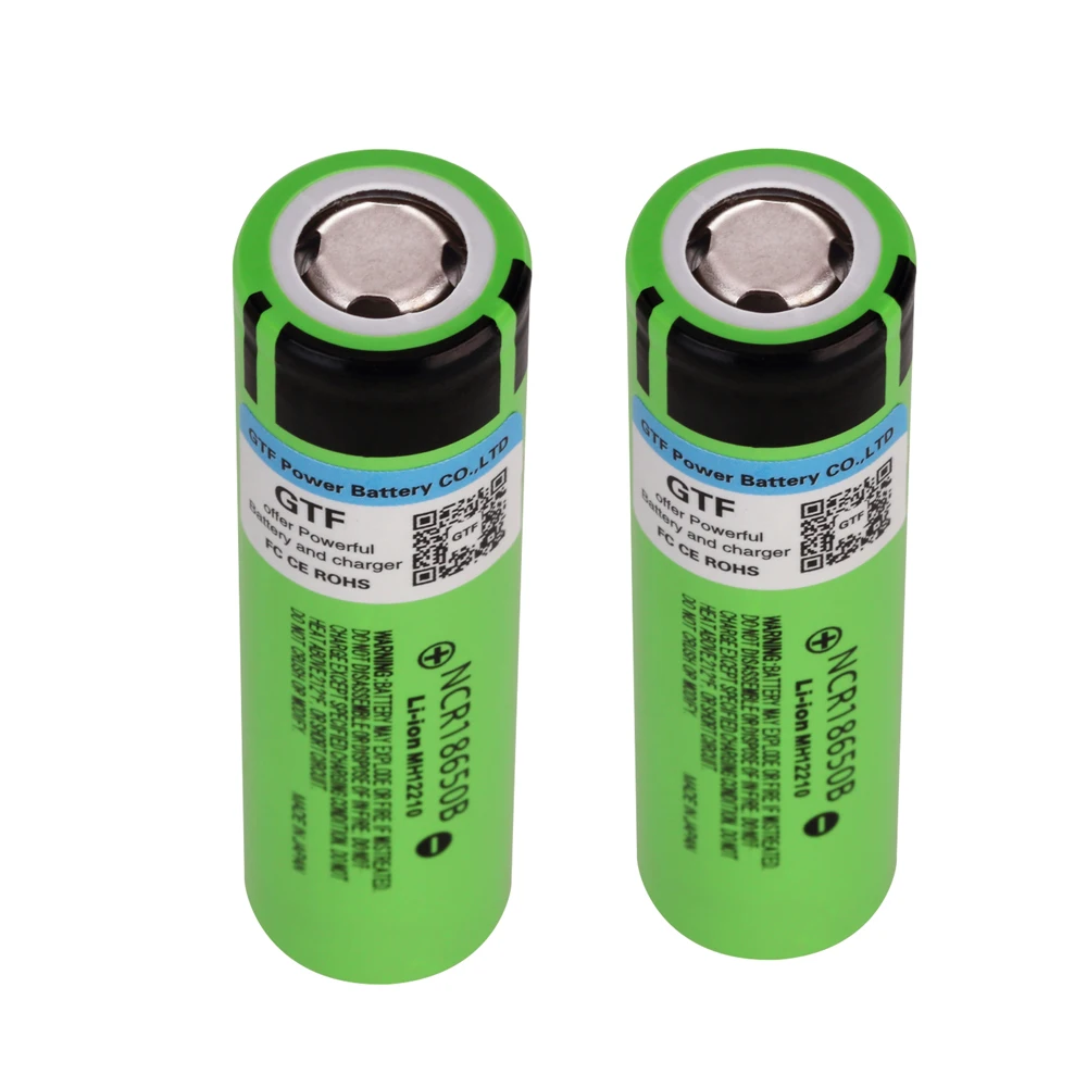 GTF 100% оригинал 2 шт 18650 Батарея с Зарядное устройство 3 7 V 3400 mah NCR18650B литиевых