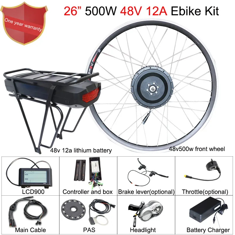 26inch 500W48v12a 2" 700C мотор для центрального движения колеса 48V 500w комплект для переоборудования электрического велосипеда 48v литиевая батарея, фара для электровелосипеда в комплект для передний ступичный узел мотор для электрического велосипеда - Цвет: 26inch 500W48v12a
