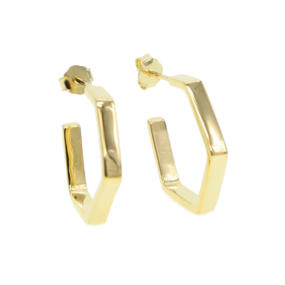 

Orecchini Real 925 silver Rose gold Color Circle Loop Creole Polygon Shape Round Hoop Earrings For Women wedding Jewelry 2019