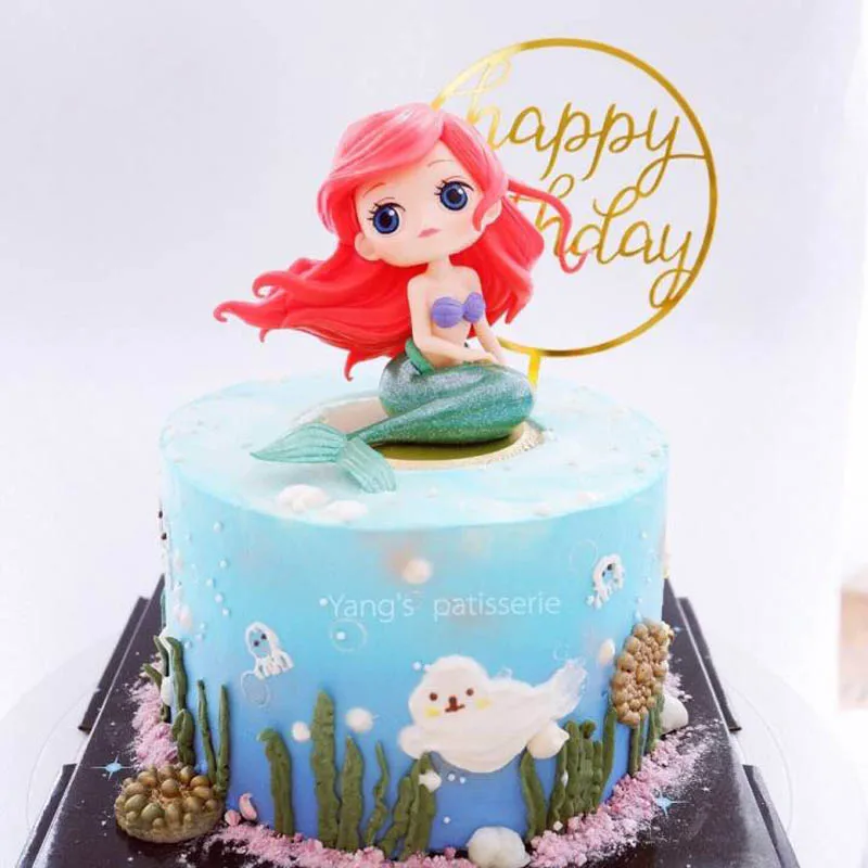 Princess Cake Topper Salju Putih Alice Putri Duyung Gambar Dekorasi