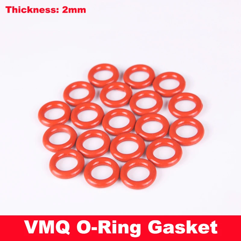 

150pcs 8x2 8*2 9x2 9*2 10x2 10*2 11x2 11*2 (OD*Thickness) 2mm Thickness VMQ Food Grade Red White Silicone Oil Seal O Ring Gasket