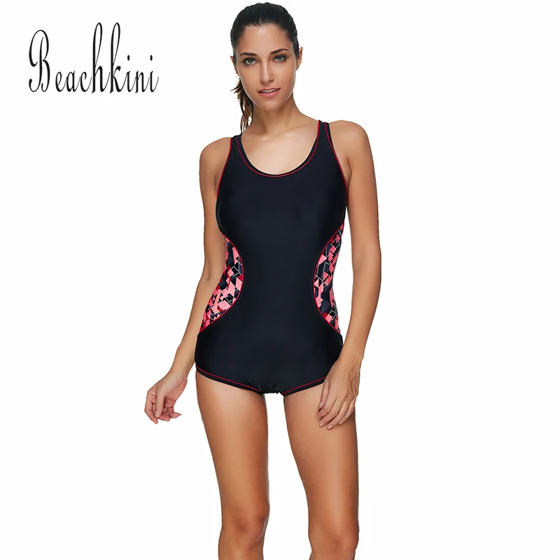 

Sport Style Swimwear Women One Piece Swimsuits Patchwork Bathing Suits Plus Size Bodysuit Push Up Monokini New Swim Suit
