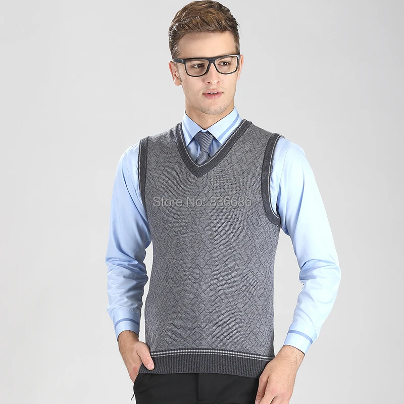 High quality autumn casual men cashmere sweater vest, fashion v neck ...