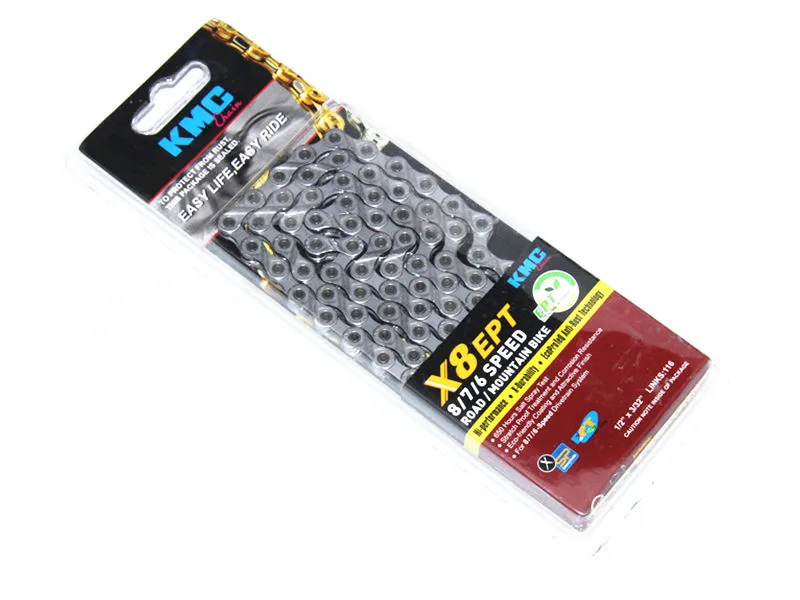 Clearance KMC X8/X9/X10/X11/ EPT Chain 116 links, 8/9/10/11 speed Silver Prevent rust Extra Light double mtb road bike bicycle chain 10