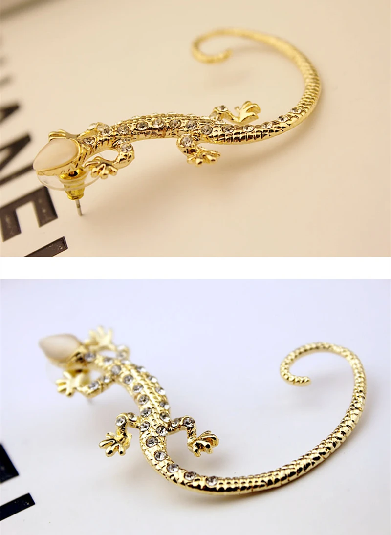 RONGQING 1 пара модные серьги для ушей со стразами 3D преувеличенное животное геккон ящерица серьги гвоздики для женщин Подарки для девочек