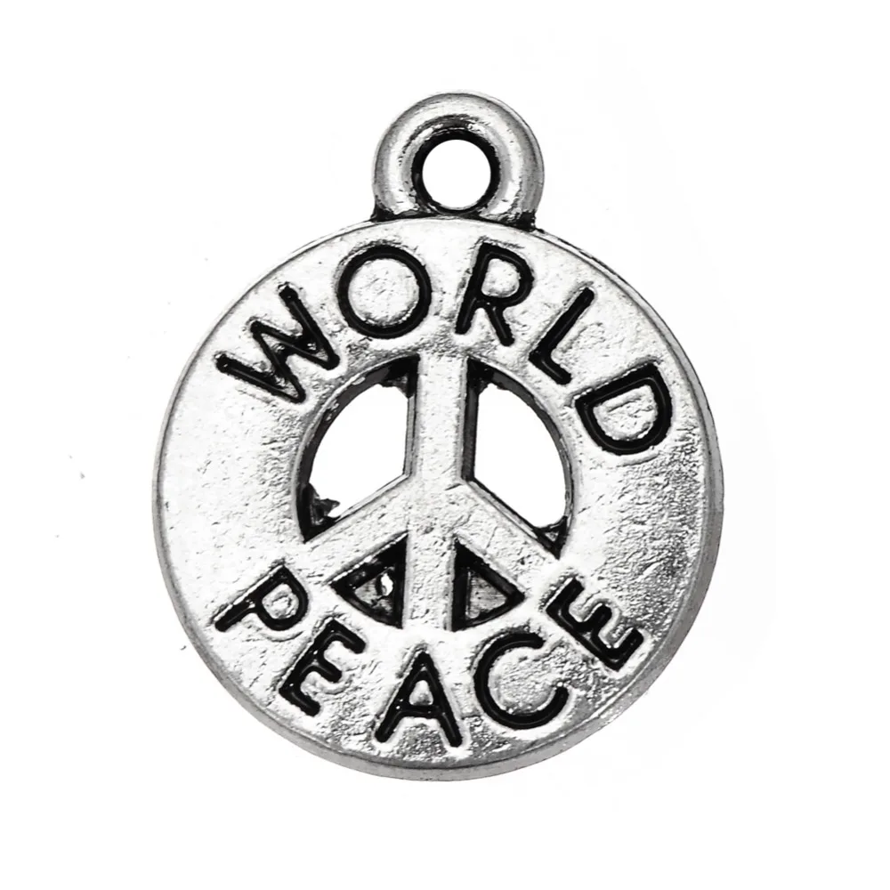 EUEAVAN 30pcs Zinc Alloy WORLD PEACE Statement Charm Round Shape Pendant Jewelry Accessory Fit Bracelet Necklace Key Chain | Украшения и