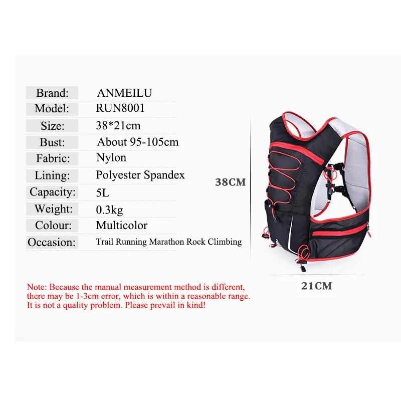 Anmeilu 5L deporte al aire libre bolsa de teléfono de 5,5 pulgadas caso Nylon senderismo ciclismo mochila hidratación chaleco Pack Running accesorios