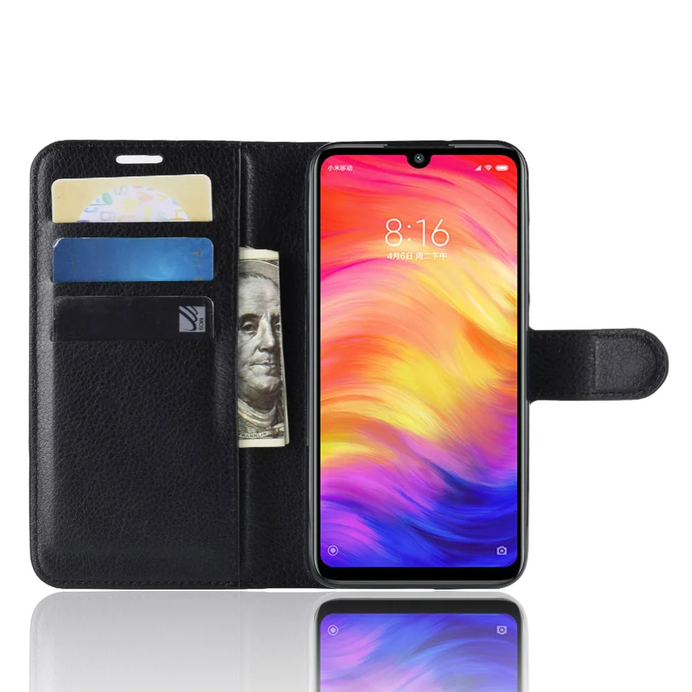 Модный чехол бумажник из искусственной кожи для Xiaomi Redmi Note 7/Note 7S откидной