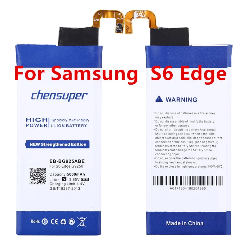 Новинка 5000 мАч chensuper EB-BG925ABE для samsung GALAXY S6 Edge батарея G9250 G925F G925FQ G925S аккумулятор для телефона