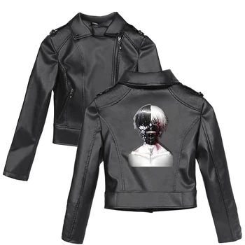 

2D Tokyo Ghouls 2019 New Clothes print Pink/Black PU Leather Jackets Women Riverdale Serpents Streetwear Leather Brand Coat Plus