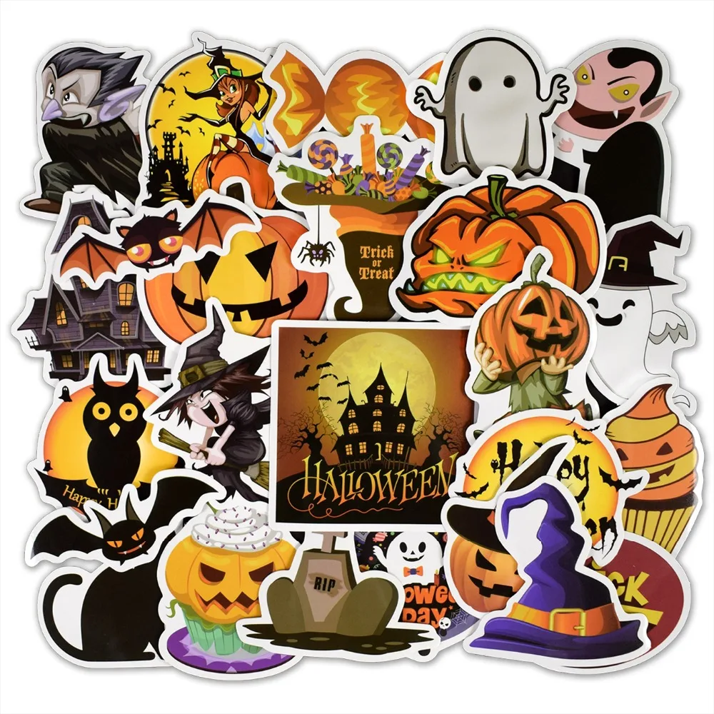 25 шт. наклейка на Хэллоуин, страшная летучая мышь, дом с привидениями, декоративная наклейка s для багажа, ноутбука, скейтборда, велосипеда, водонепроницаемая наклейка s