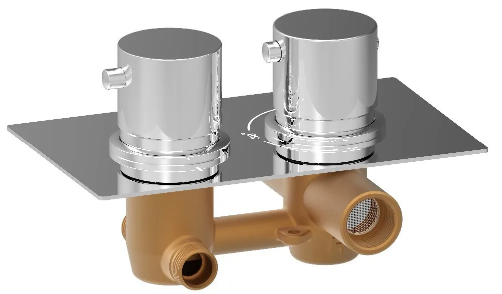 Concealed-Thermostatic-Shower-Valve-Mixer-Tap-Round-2-Dial-2-Way-Free-Shipping