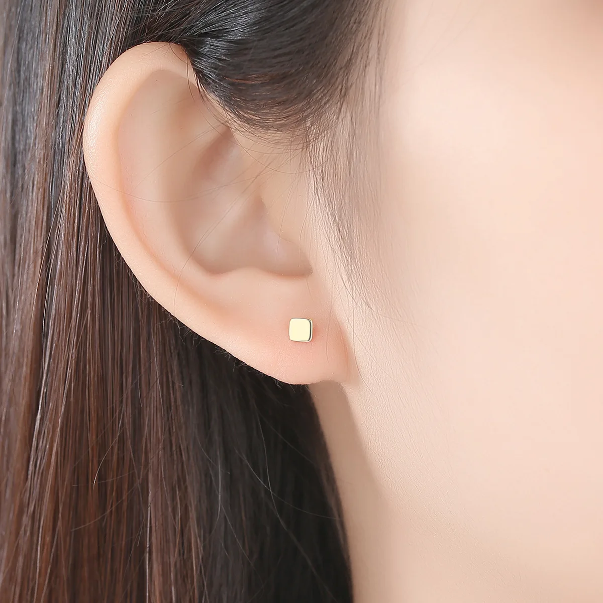 Дизайн Solid Gold 14 K серьги простой квадратный серьги подарок для Женская Fine Jewelry
