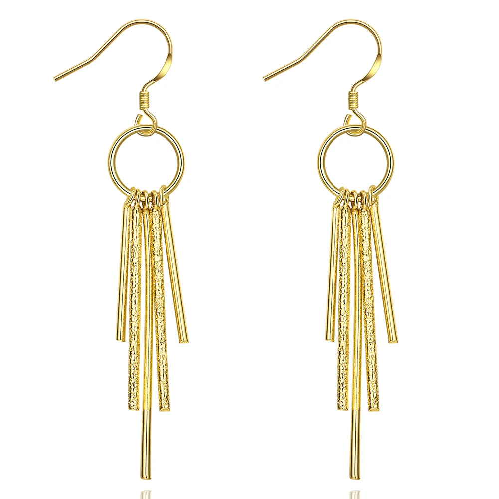 Fashion Gold Metal Bar Tassels Dangle Earrings Gold Colour Plated