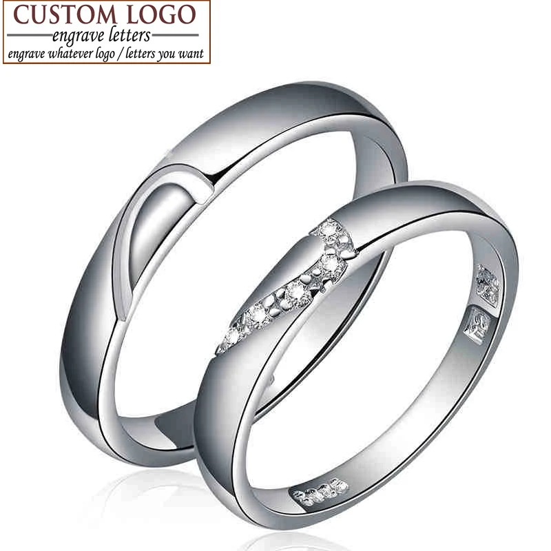 

AZIZ BEKKAOUI China Gold Brand Couple Ring 100% 925 Sterling Silver Ring Lover Couple Ring Wedding Jewelry Customized Logo Name