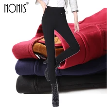 Nonis High Stretch Women Capris Pants 2016 New High Waist Slim Female Skinny Leggings Warm Fleece Female Pencil Pants