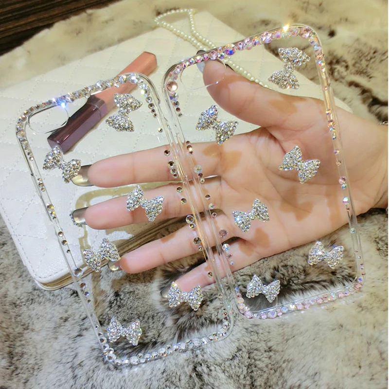 

Cute Bowknot Clear Phone Case Cover For Samsung Galaxy i9082 i8552 G7102 G5308 G530 i9152 G7200 Diamond Phone Skins Shell Bags