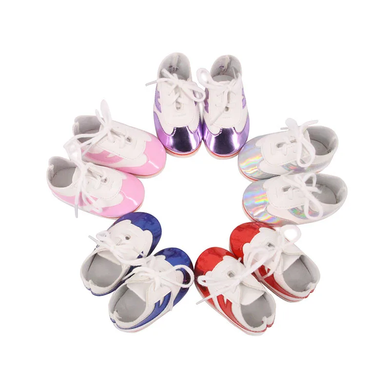 

Born New Baby Fit 18 inch Doll Shoes Doll Pink Blue Red White Sequined Shoes Accessories For Baby Birthday Gift