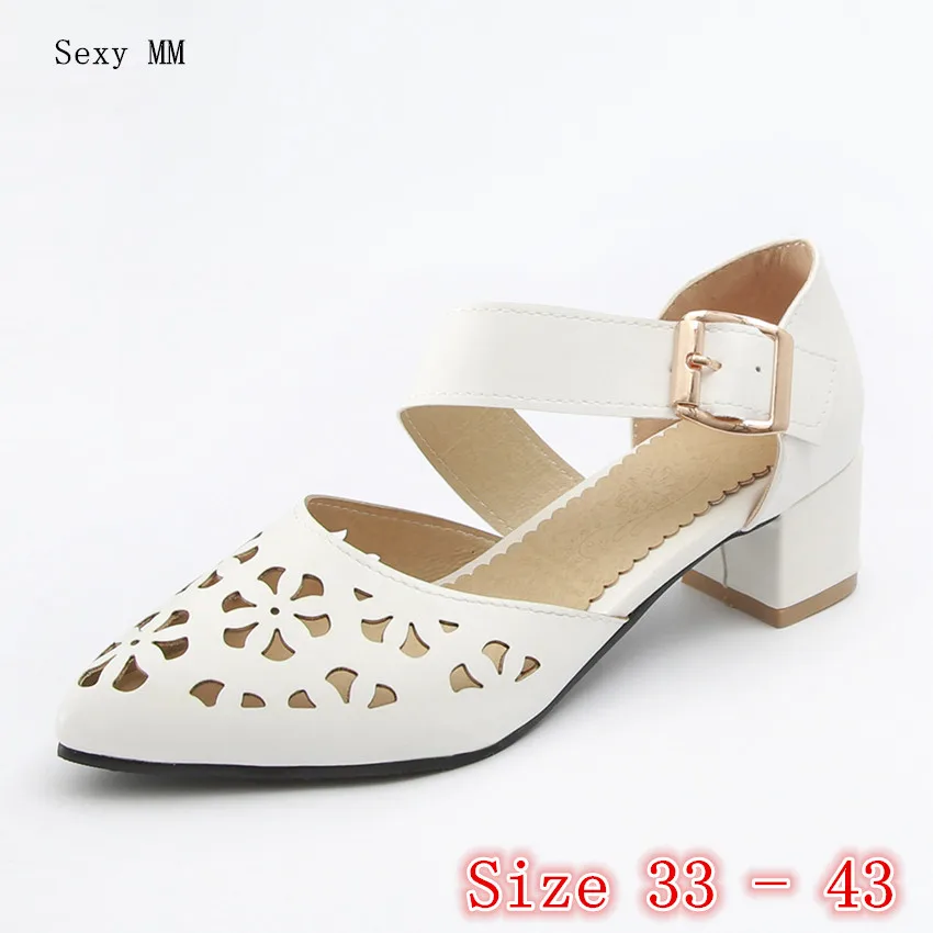 Stiletto Women Square Low High Heels Ankle Strap Pumps Woman High Heel