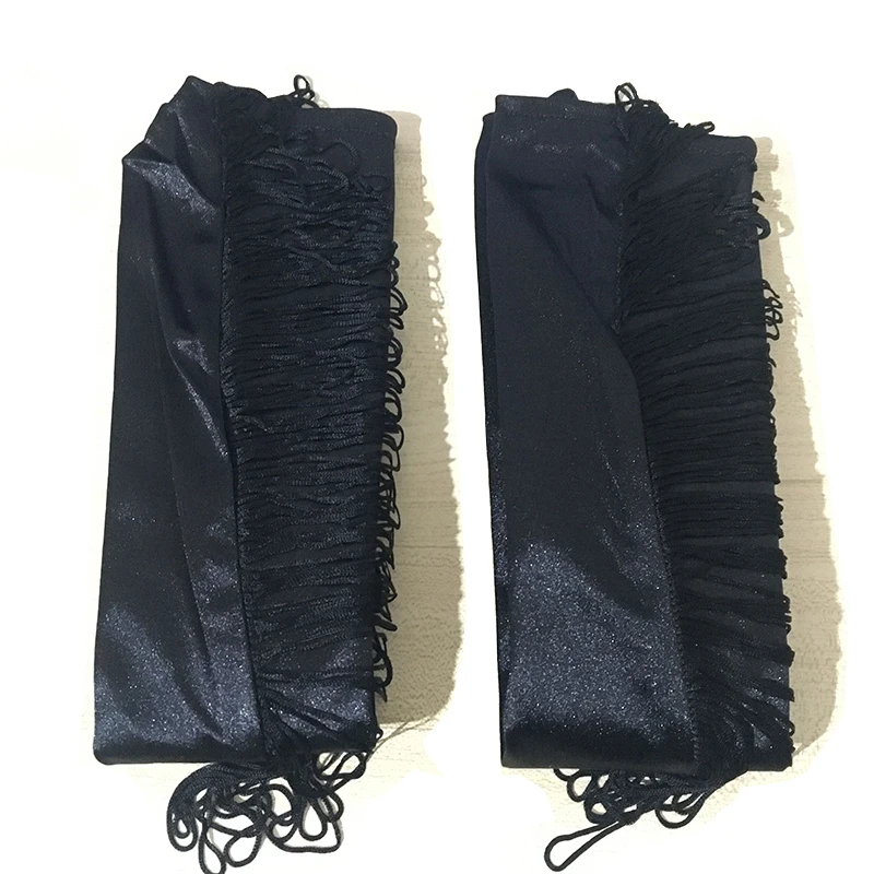1 пара, модные сексуальные черные Сатиновые длинные перчатки с кисточками, опера, вечерний костюм, перчатки, Классические стрейч-перчатки для женщин и девушек