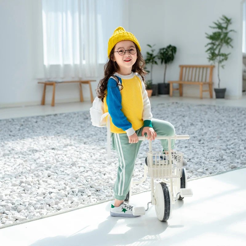 B&N New Baby Children Clothing Girls Patchwork Candy Color Knitted Sweater Kids Autumn Winter Cotton Outer Wear Girl Pullover11