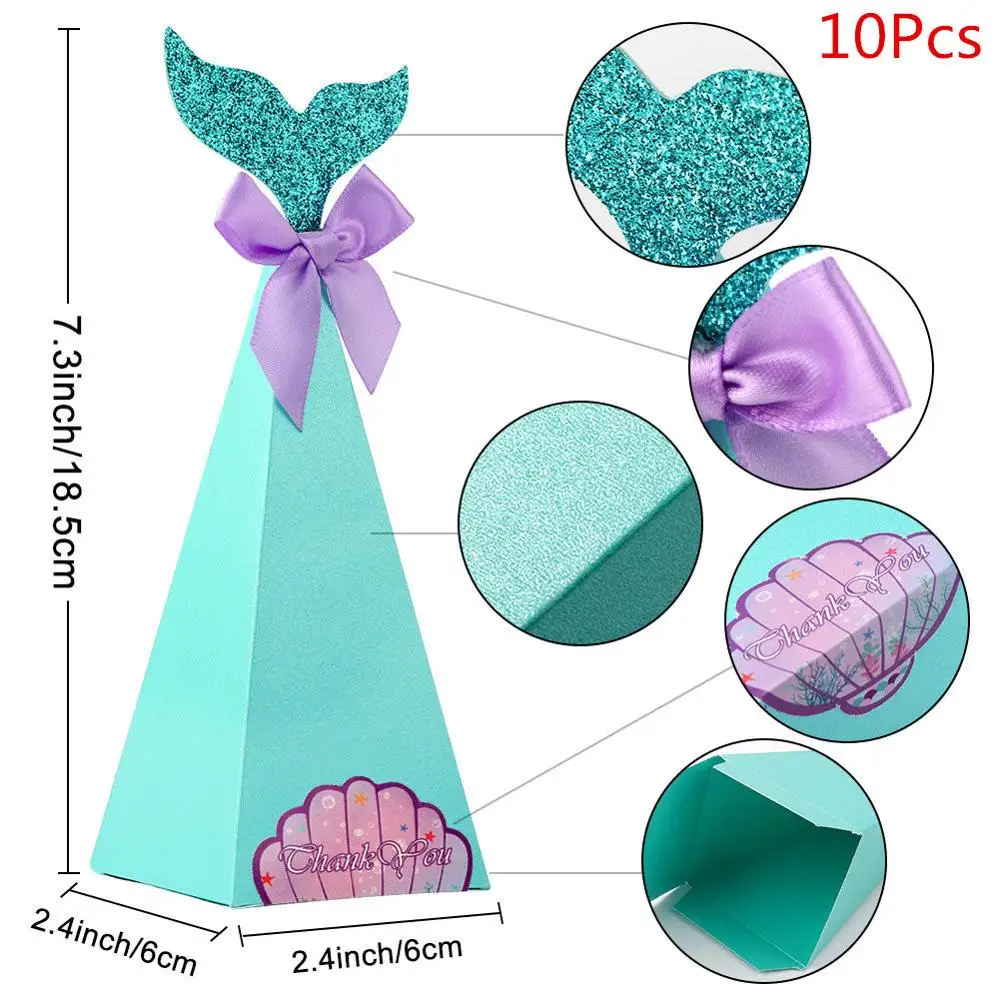 Теплая Коробка для конфет на свадьбу, день рождения, Подарочная коробка, бумажный пакет, упаковка для детских конфет для душа, коробка для конфет, подарок для гостей на день рождения, украшение для детей - Цвет: Mermaid Box