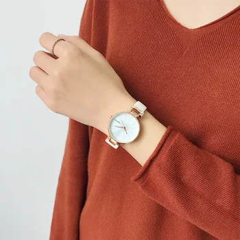 

Modern fashion white women leather watches minimalist stylish luxury female dress watch casual leather wristwatches for ladies