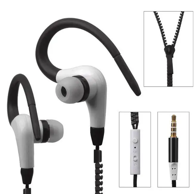 Zipper ear hanging sports universal mobile phone headset line voice
