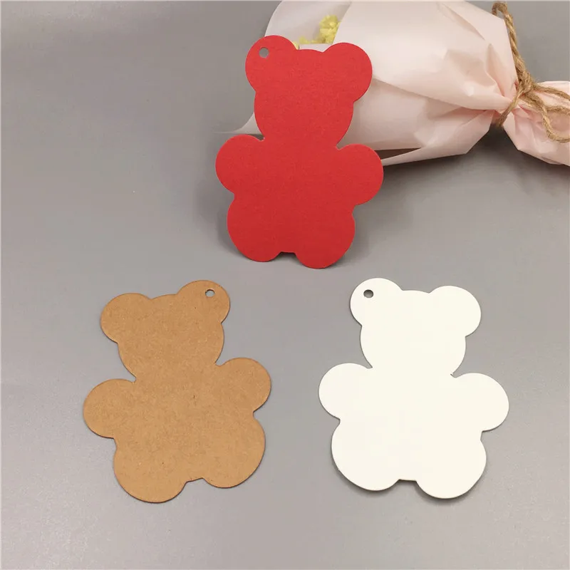 

100PCS/Lot Kraft Cute Lovely Small Bear Shape Gift Tags Paper Price Tag For Clothes Shoes Bags Hanging Cards Price Label Tags