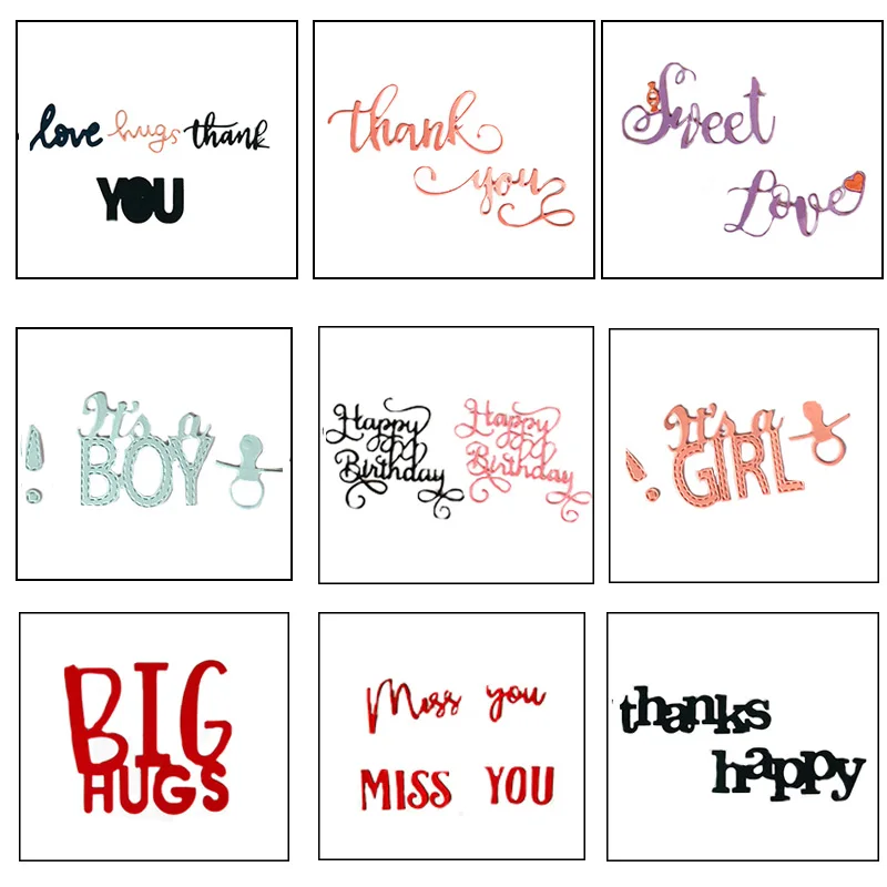 

Happy Birthday Thanks Letters Metal Cutting Dies for Scrapbooking DIY Album Embossing Folder Paper Card Maker Template Decor