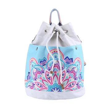 

Top Quality Women Canvas Backpack String Bookbag Lovely Cute Flower Print Female Shoulder Crossbody Bag Daily Travel Backpacks