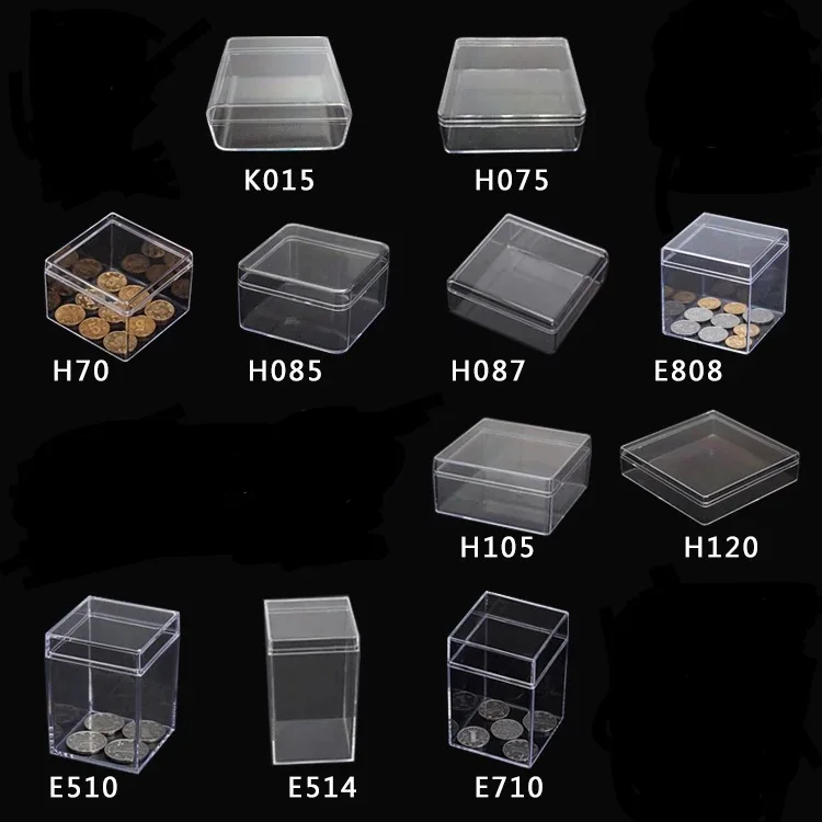 

10 X Many Sizes Small Square Clear PS Plastic Storage Boxes For Mini Jewelry/Beads/Crafts Case Container Display Packaging