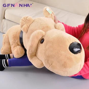 

1pc 50/70/90cm Simulation Hapi dog Plush toy Stuffed Soft Lying Animal Dog Pillow for Children Kids Birthday Gift
